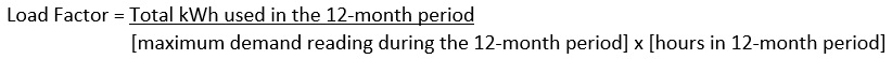 load factor not separate metered formula