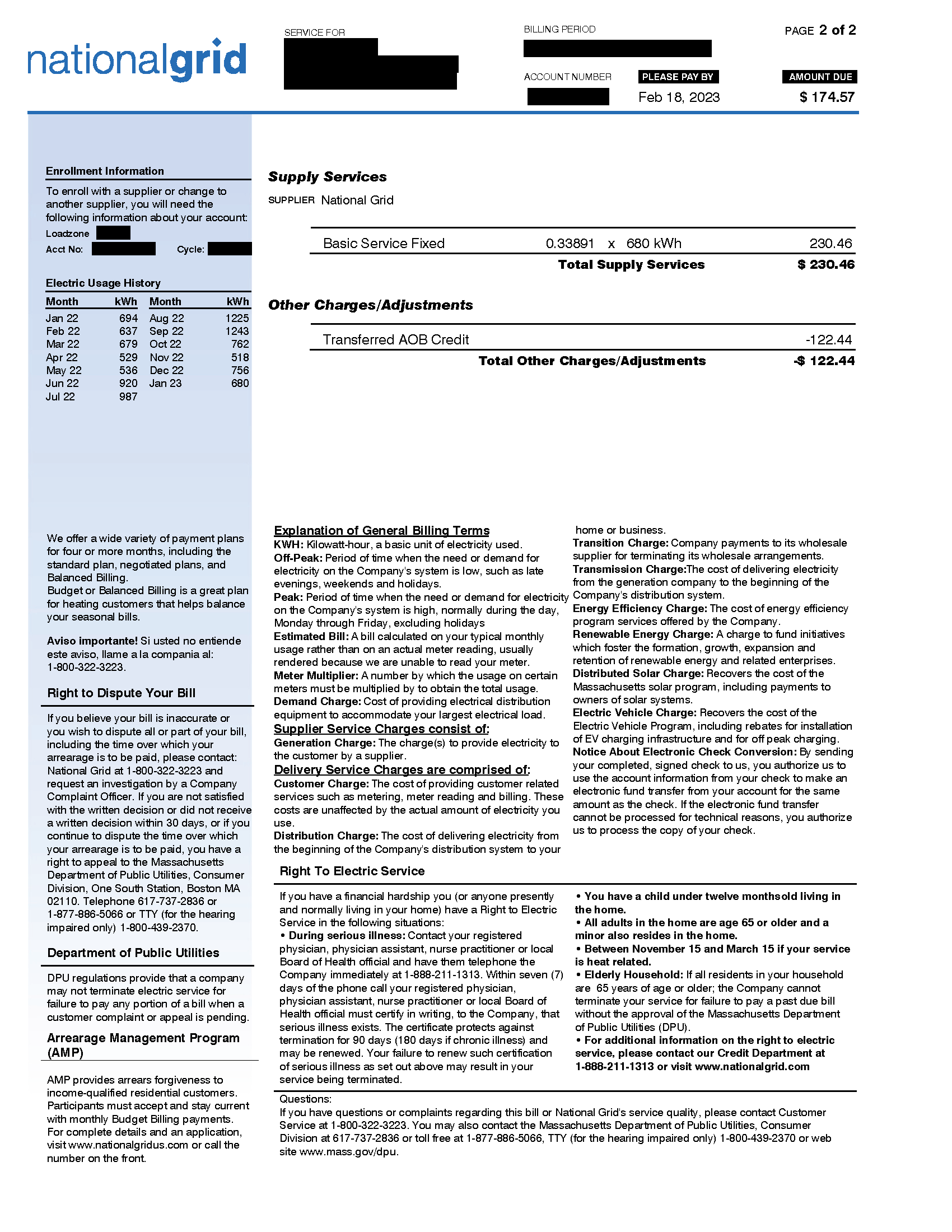 Community Solar  Bill - Page Two